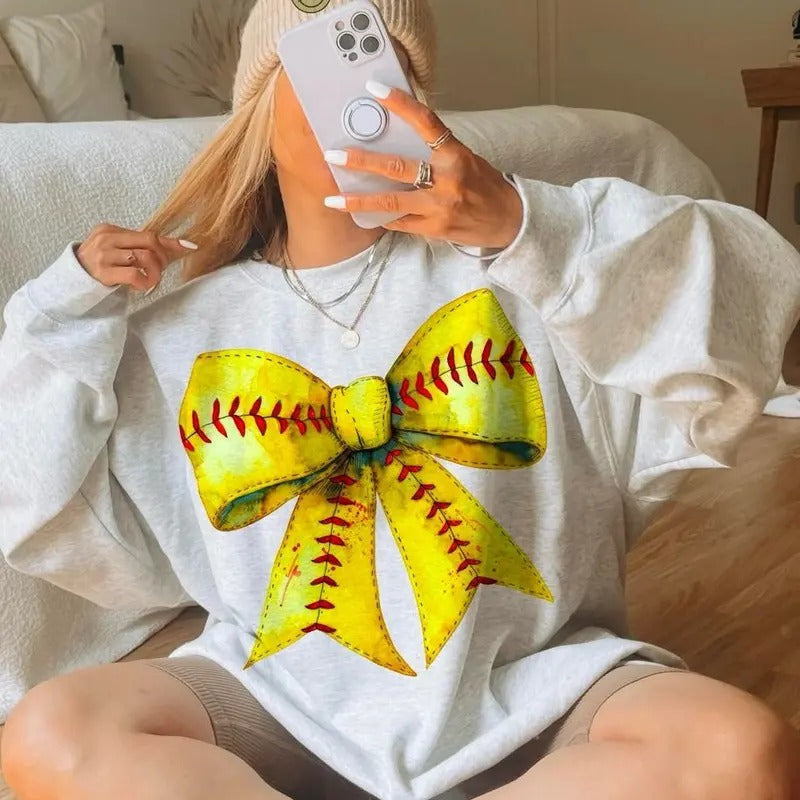 Retro Softball Bow Sweatshirt, Coquette Bow Softball Shirt, Mama Mom Sweatshirt, Softball Mom T Shirt, Coquette Sport Sweater, Gamer Bow Shirt