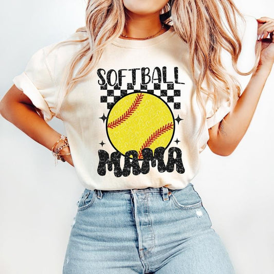 Retro Softball Mama T-Shirt, Softball T-Shirt, Sports T-Shirt, Trendy Retro Mom T-Shirt