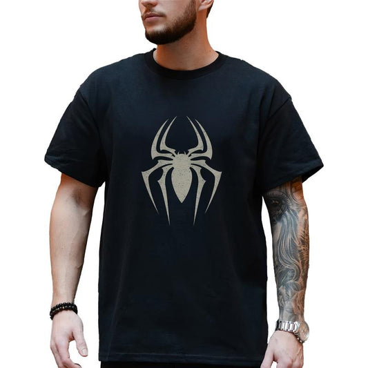 Retro Spider Graphic Shirt, Vintage Spider Shirt, Superhero T-shirt, Casual Gym Workout Training Shirt, Halloween Shirt, Spooky Tshirt, Halloween Party Tees, Scary Spider Top, Casual Short Sleeve Shirt For Men, Daily Menswear, Cotton Fabric Unisex Tee