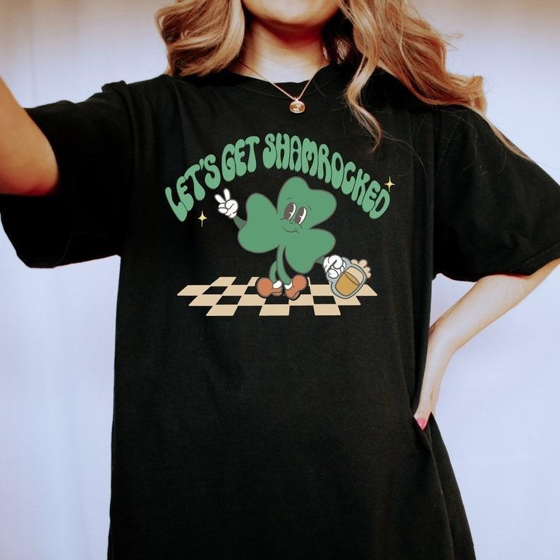 Retro St Patty's Day Tshirt, Lets Get Lucked Up, Vintage St Patricks Day Shirt, Day Drinking Shirt, Retro Shirt, Lucky Shirt Top Womenswear