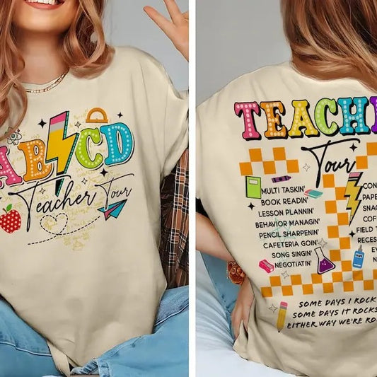 Retro Teacher Hoodie, ABCD Teacher Tour Shirt, Back To School, End of Year Pnh, Teacher Gift, Kindergarten Teacher Shirt, Elementary School