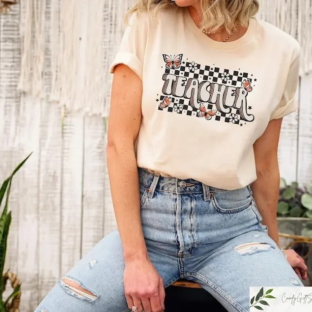 Retro Teacher Shirt, Floral Teacher Sweatshirt, Back To School Shirt For Teachers, Funny First Day Of School, Teacher Appreciation