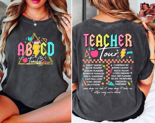 Retro Teacher T-Shirt, ABCD Teacher Tour Shirt,Back To School Shirt,End of Year Pnh Shirt,Teacher Gift,Kindergarten Teacher  T-shirt, sweater and Hoodie