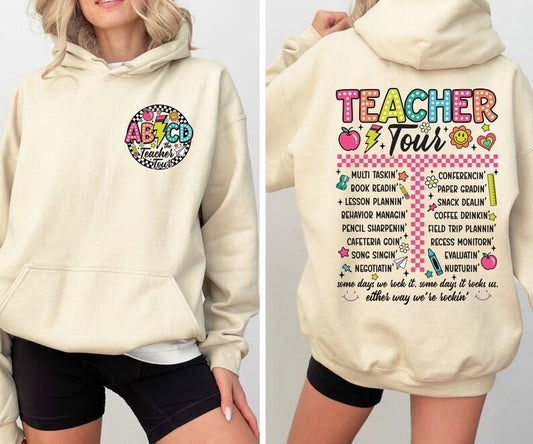 Retro Teacher Tour Hoodie, Teacher Appreciation Hoodie, Back To School, Teacher Life Hoodie, Teacher Gifts, Kindergarten, ABCD Teacher Tour  T-shirt, sweater and Hoodie