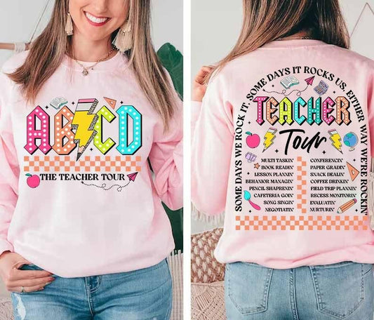 Retro Teacher Tour Png Abcd Teacher Tour Png Funny Teacher Png End Of Year Png Teacher Gift Kindergarten Teacher Png Elementary School Sleeve Womenswear Sleeve Womenswear