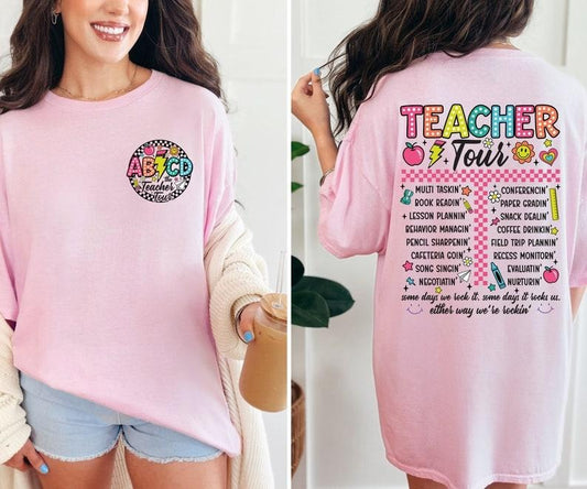 Retro Teacher Tour T-Shirt, Teacher Appreciation, Back To School, Teacher Life Tee, Teacher Gifts, Kindergarten Teacher Shirt, ABCD Teacher  T-shirt, sweater and Hoodie