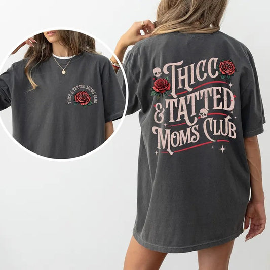 Retro Thicc Tatted Moms Club Shirt Comfort Colors, Vintage Tattoo Tees for Mom, Gothic Tattoos Are Trashy Sweatshirt,...