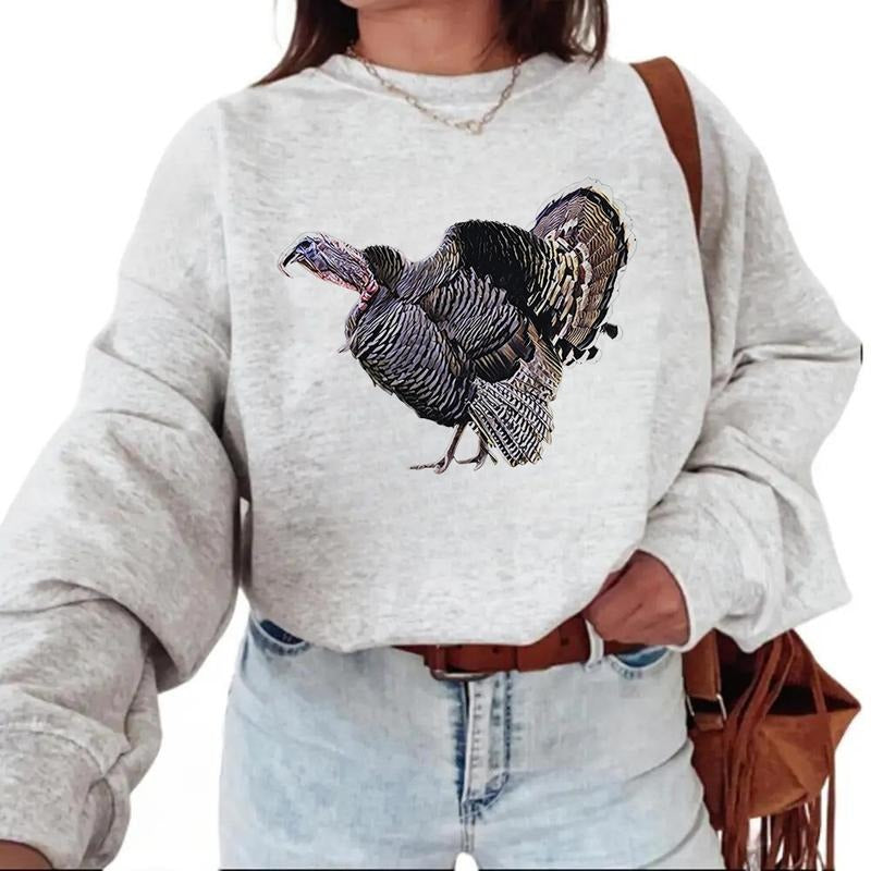 Retro Turkey Animal Lover Hunting Sweatshirt Turkey Vintage Fall Hoodie Unisex Cotton Womenswear
