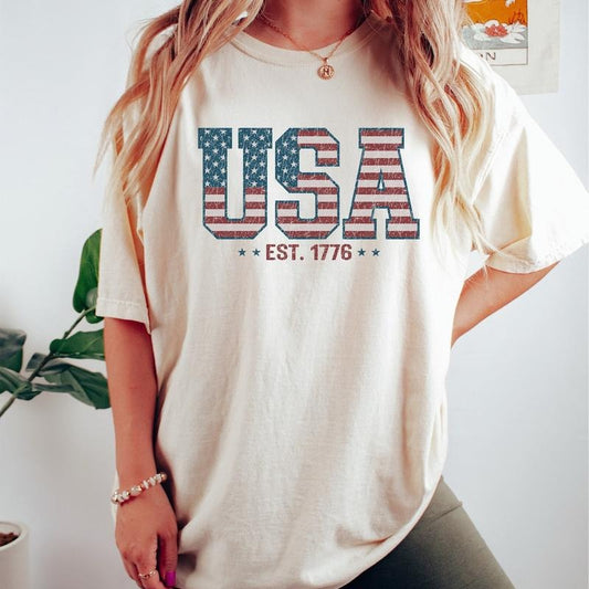 Retro USA Est 1776 Shirt, America Shirt, Fourth of July Shirt, 4th Of July Shirt, Patriotic Shirt, Stars And Stripes, Red White And Blue Shirt, USA Shirt, Independence Day Shirt