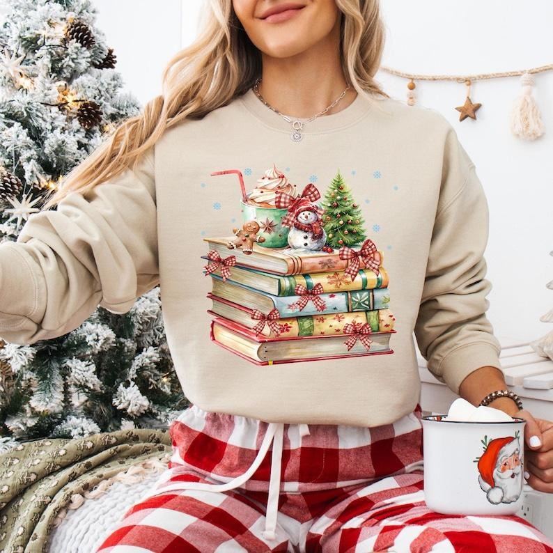 Retro Vintage Book Lovers Christmas Shirt, All Booked For Christmas Sweatshirt, Christmas Bookish T-shirt, Teacher Xmas Tee, Librarian Gifts