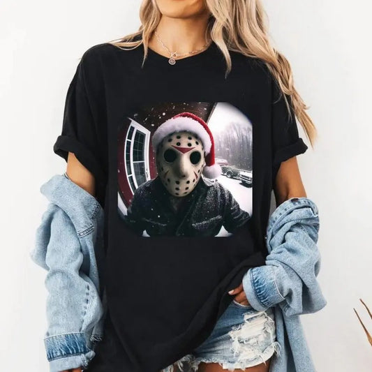 Retro Vintage Jason Halloween Graphic T-shirt,Friday The 13th Shirt Christmas Heart Hands