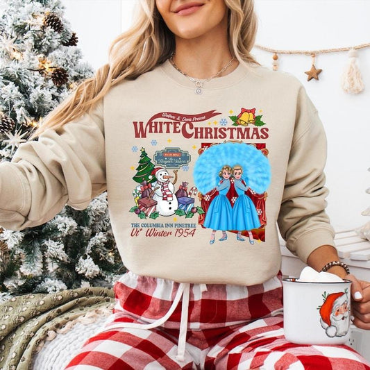 Retro Vintage White Christmas Sweatshirt, Haynes Sisters T-shirt, Christmas Movies 1954 Tee, Columbia Inn Pinetree Shirt, Merry Christmas
