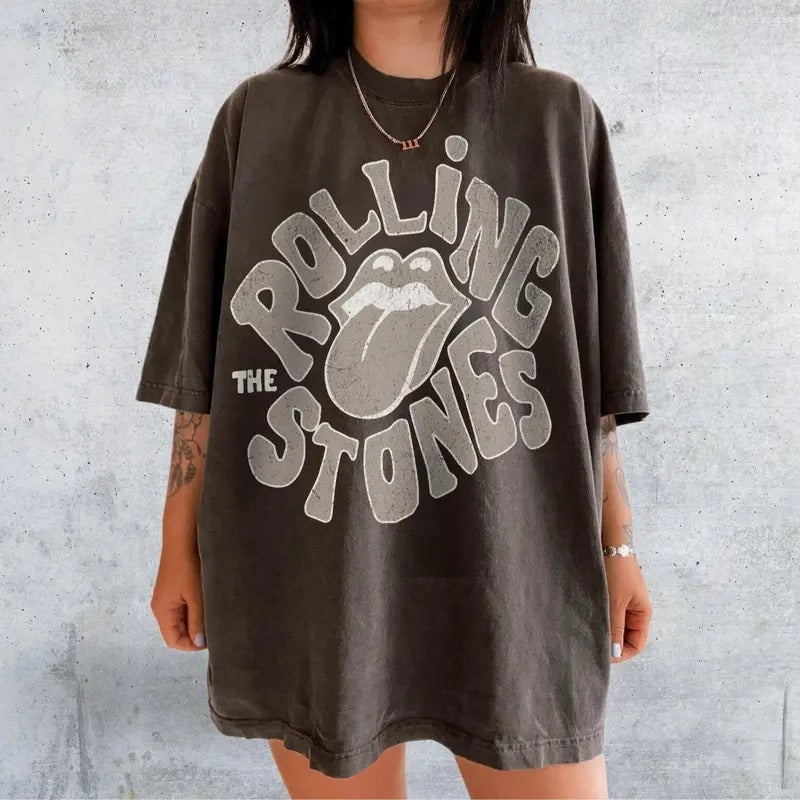 Retro rock band graphic tee, vintage wash rock and roll tshirt, 80s band clothing, 90s rocker chic aesthetic, 70s concert gift