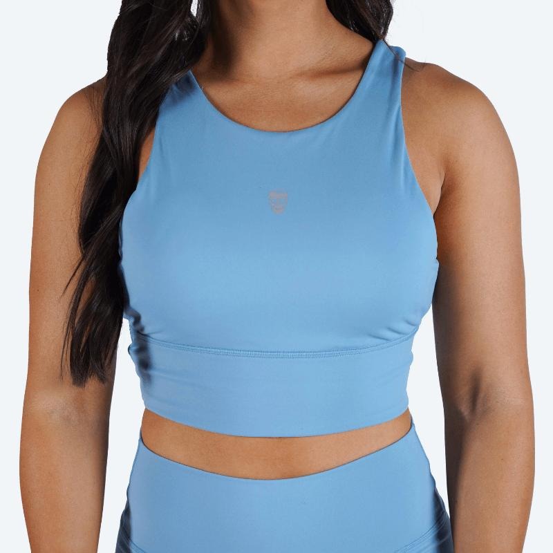 Revive Strappy High Neck Supportive Bra - Plain Sky Blue for Women's Summer Training T-Shirts, Hoodie, Sweatshirt