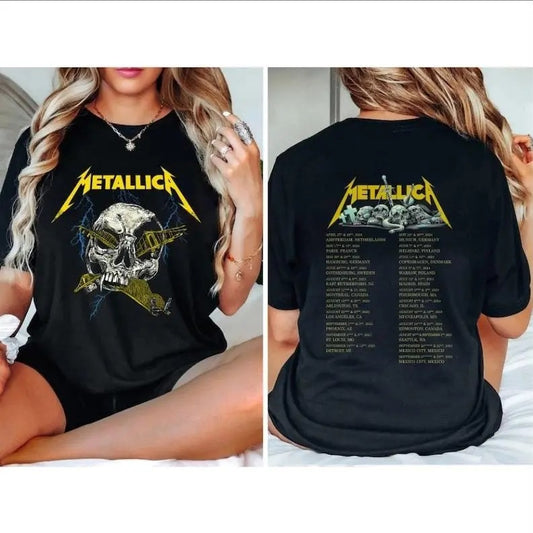 ReviveRise Metallica Metal Band Tour 2024 Short Sleeve Tee Unisex Casual T-shirt, Full Sizes, Full Colors, Unisex T-shirt for Men and Women, Classic Menswear, Womenswear