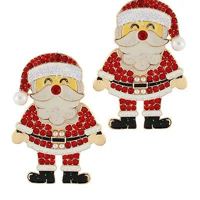 Rhinestone Studded Santa Earrings