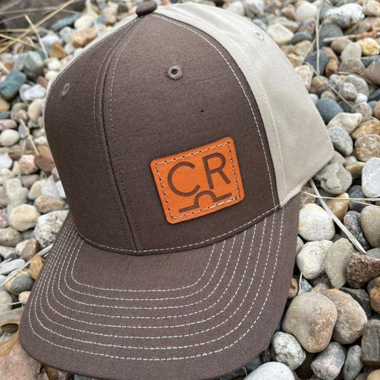 Richardson 312 Cloth Snapback Custom Laser Engraved Leather Patch Hat-Custom ranch Brand Cattle brand Hand stitched Authentic real leather