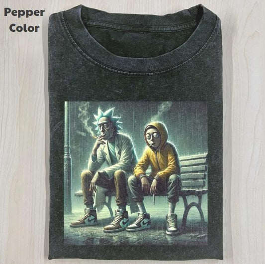 Rick And Morty Vintage Graphic Tee, Rick Morty Smoking T-Shirt, TV Series Tee, Unisex Meme Cringe Funny Shirt, Menswear Womenswear Streetwear Cotton Comfort