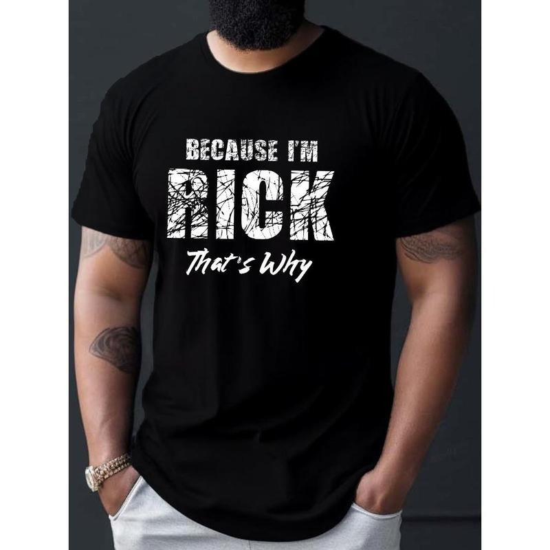 Rick's Humorous Tee - Polyester Knit, Crew Neck, Short Sleeve, Machine Washable, Casual Summer T-Shirt for Men Made in USA