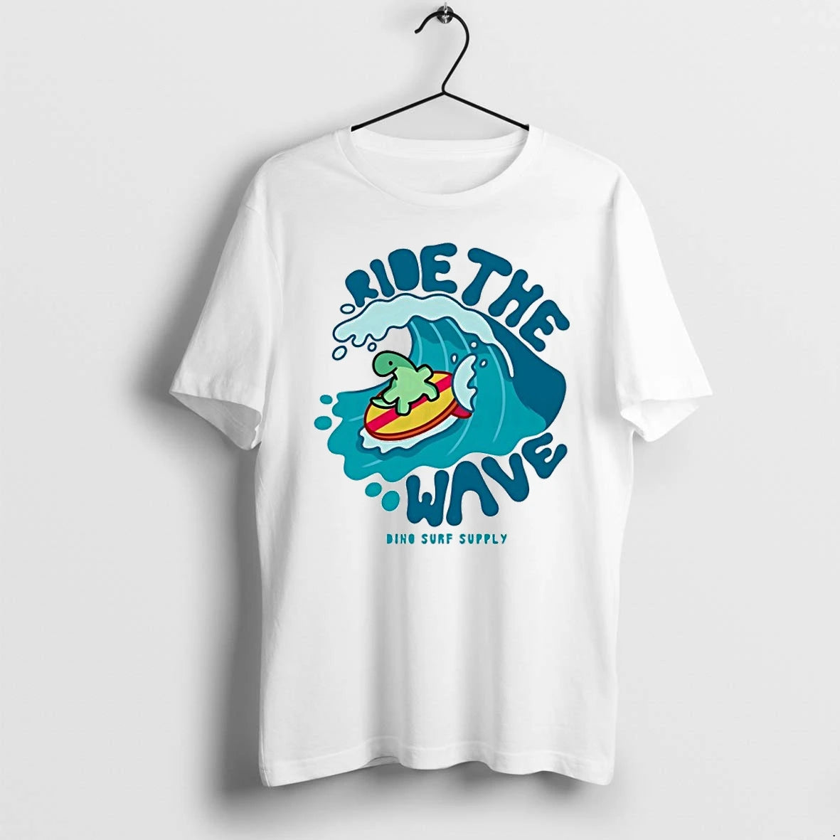Ride The Wave Dino Surf Supply Dinosaur Tshirts Sweater