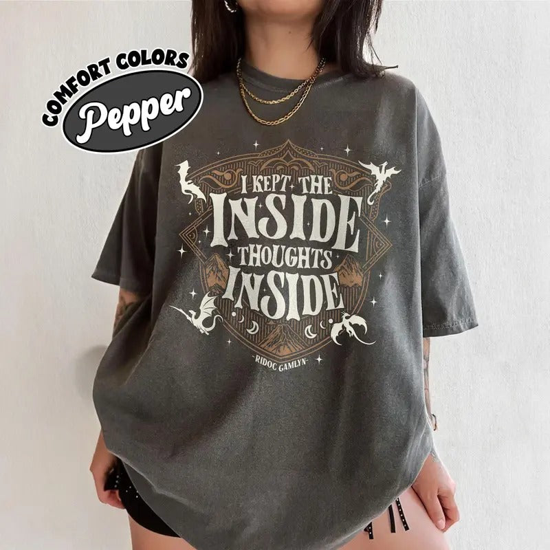 Ridoc Quest Squad Shirt, I Kept The Inside Thoughts Inside Tee, Onyx Storm Fourth Wing Shirt For Fans, Bookish Gift