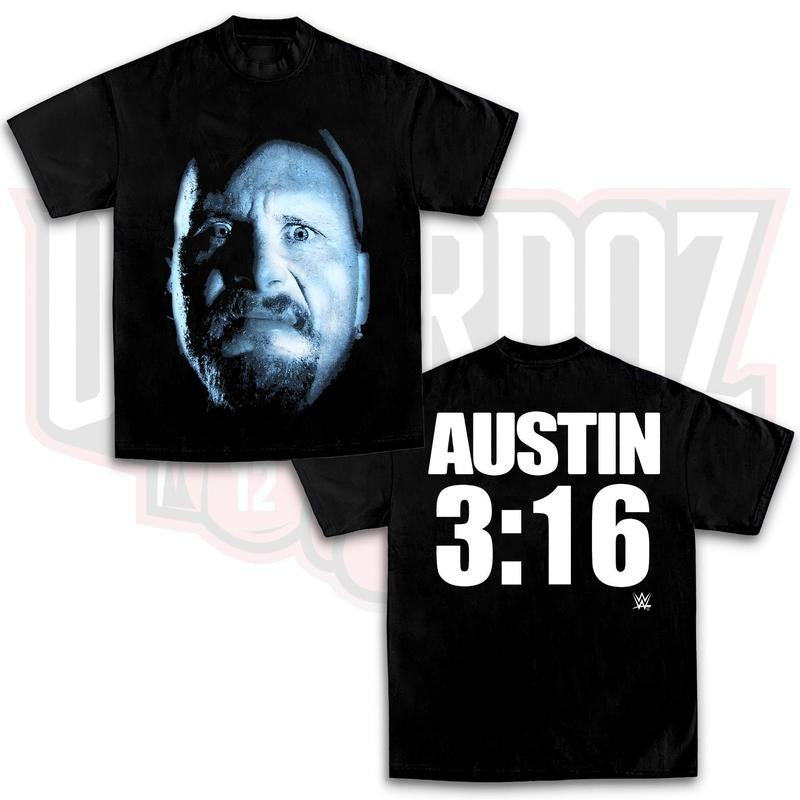 Ripple Junction Black Stone Cold Steve Austin Big Graphic T-Shirt, WWE Fans Shirt, Wrestling Tee, Unisex Graphic For WWE Fans Clothing, WWE Tee, Menswear Cotton Crewneck Clothes Top Apparel