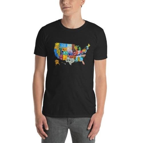 Road Trip Shirts Family Road Trip Shirts United States Map USA US License Plate Art Unisex T-Shirt made in usa