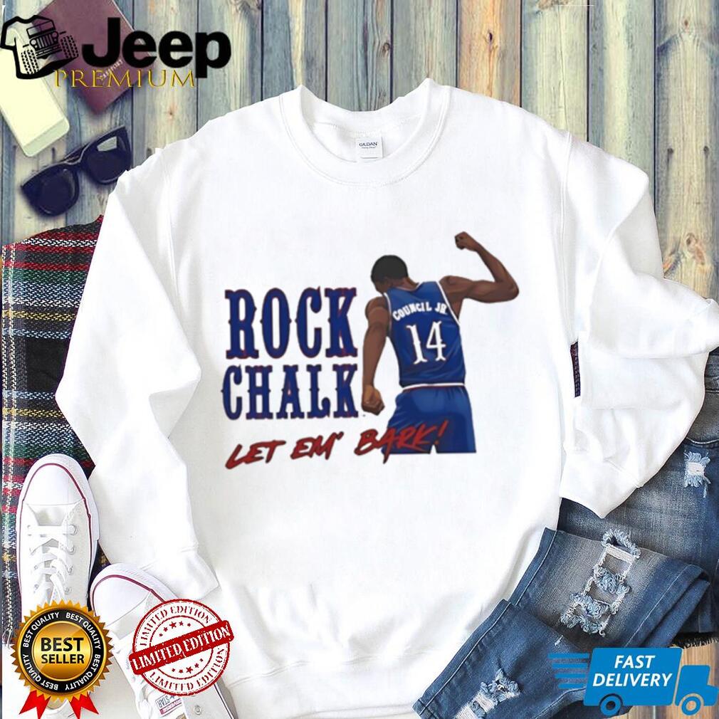 Rock Chalk Let Em Bark Council Jr 14 Kansas Basketball Fan T Shirt