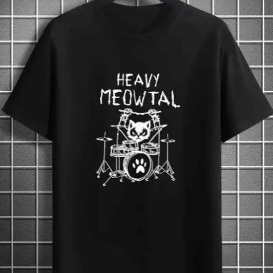 Rock Music Lover Pattern Print Men's Women Comfy Music Festival T-shirt, 100% Cotton, Crew Neck, Slight Stretch,...