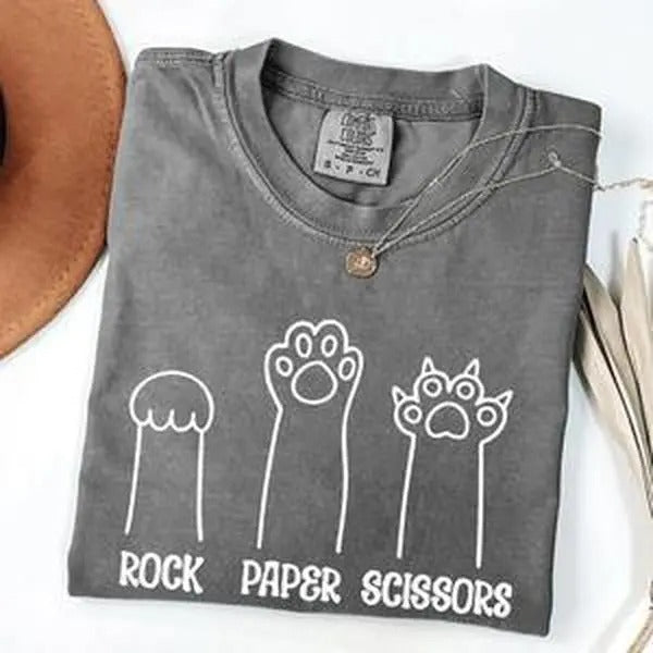 Rock, Paper, Scissors, Cat Mom, Cat Funny, Feline, Pet Tshirt, Women's Comfort Colors Tee Hoodie, Sweatshirt | WearSparks.com