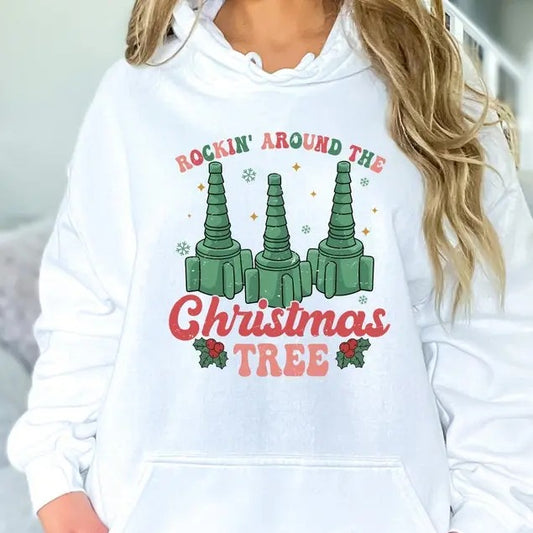 Rockin' Around The Christmas Tree Hoodie, Nurse Respiratory Therapist Christmas Shirt, Funny RT Xmas Trees Shirt, ICU Rn RRT Holiday Gifts,  Unisex Shirt