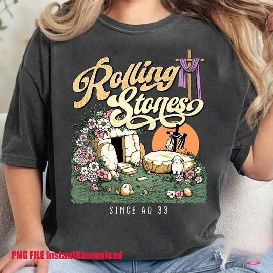 Rolling T-Shirt, Trendy Easter Clothing, Jesus Christ Shirt, Gift For Christian, Faith-Based Graphic Tee, Gift For Her, tshirt hot trend, tshirt summer see, western outfits,vintage 90s graphic tees