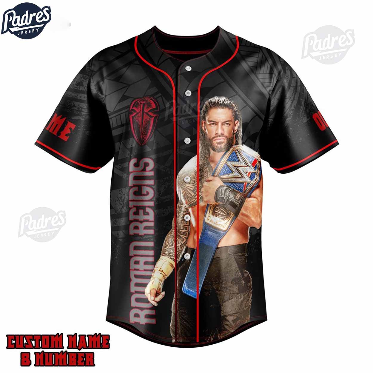 Roman Reigns Empire Custom Baseball Jersey - Padres Jersey Oasis: Elevate Your Baseball Style Game T-Shirts,... (Image 1)