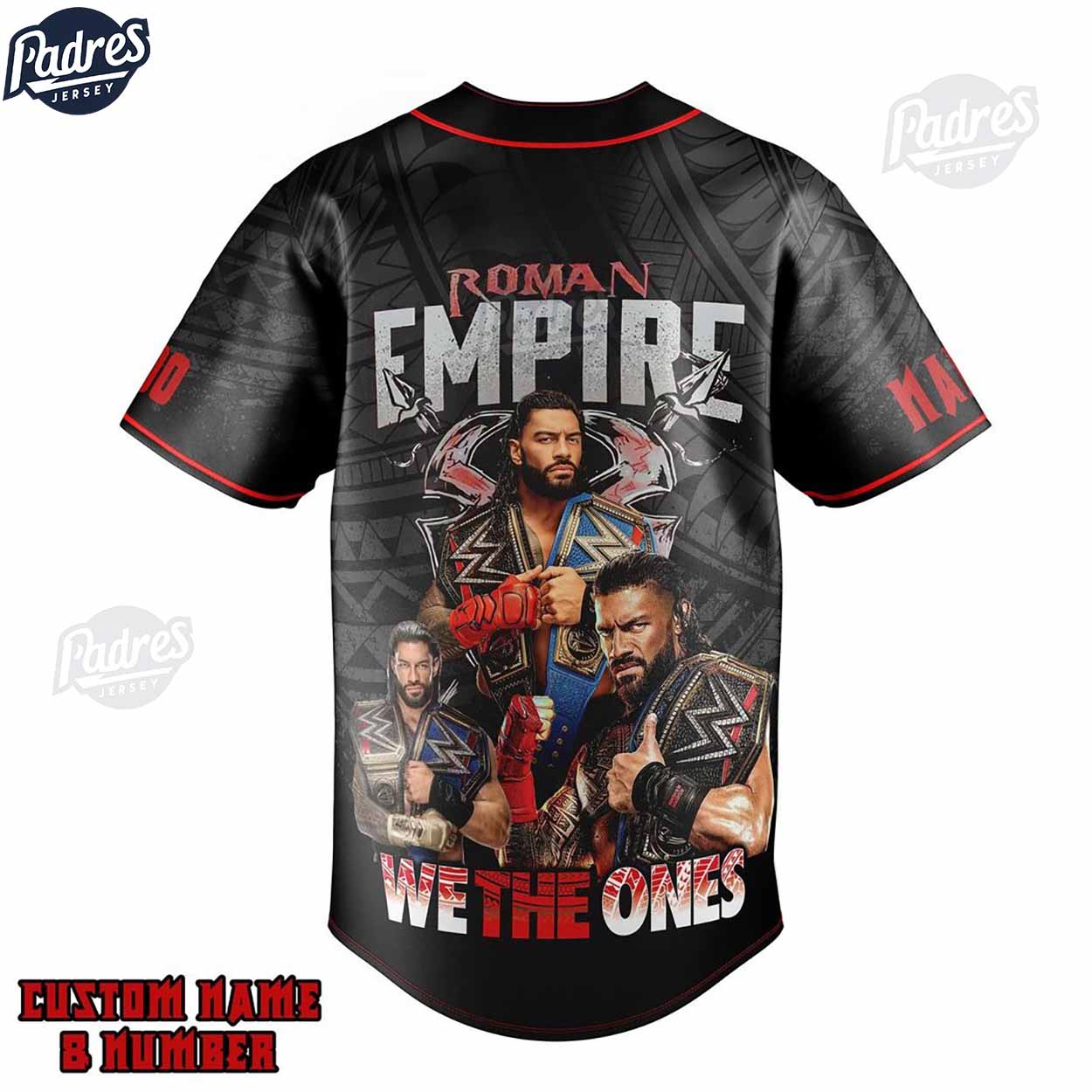 Roman Reigns Empire Custom Baseball Jersey - Padres Jersey Oasis: Elevate Your Baseball Style Game T-Shirts,... (Image 2)