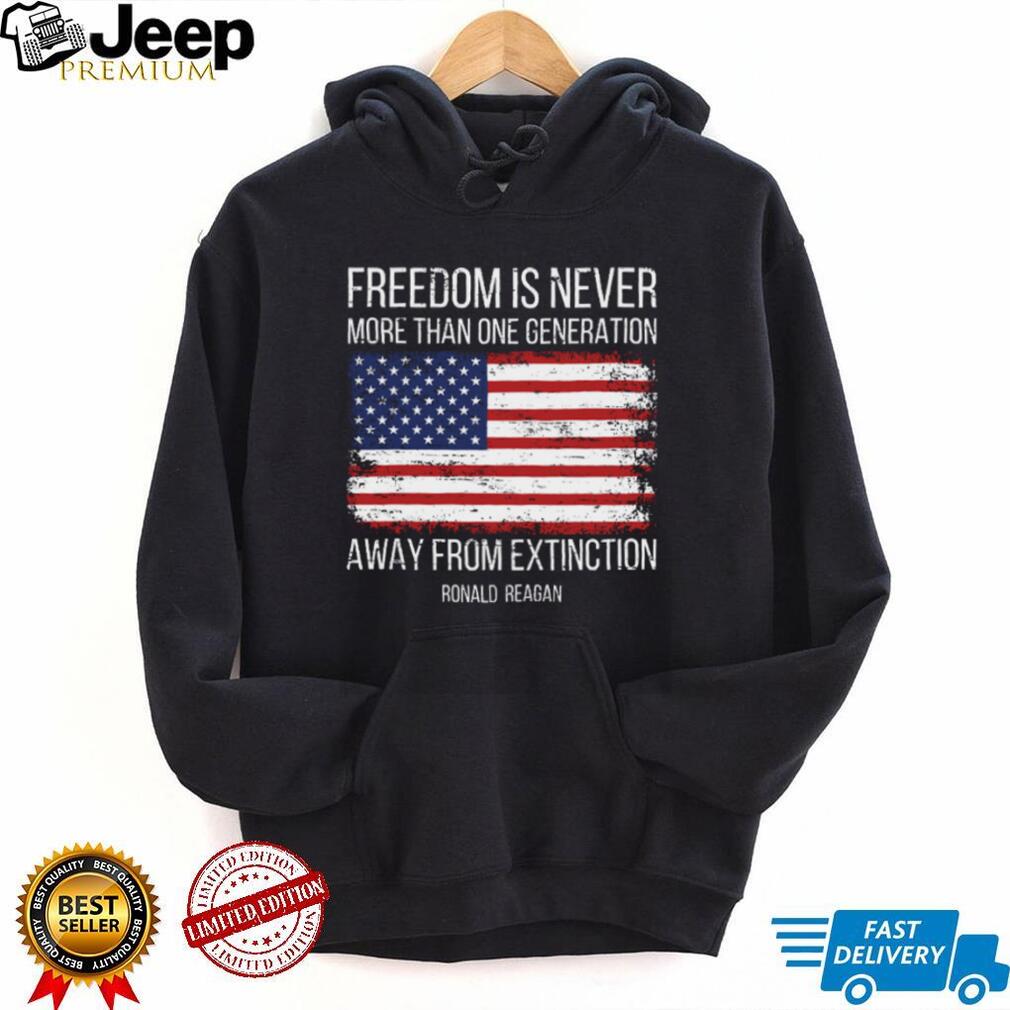 Ronald Reagan Freedom Quote Patriotic T Shirt Distressed American Flag