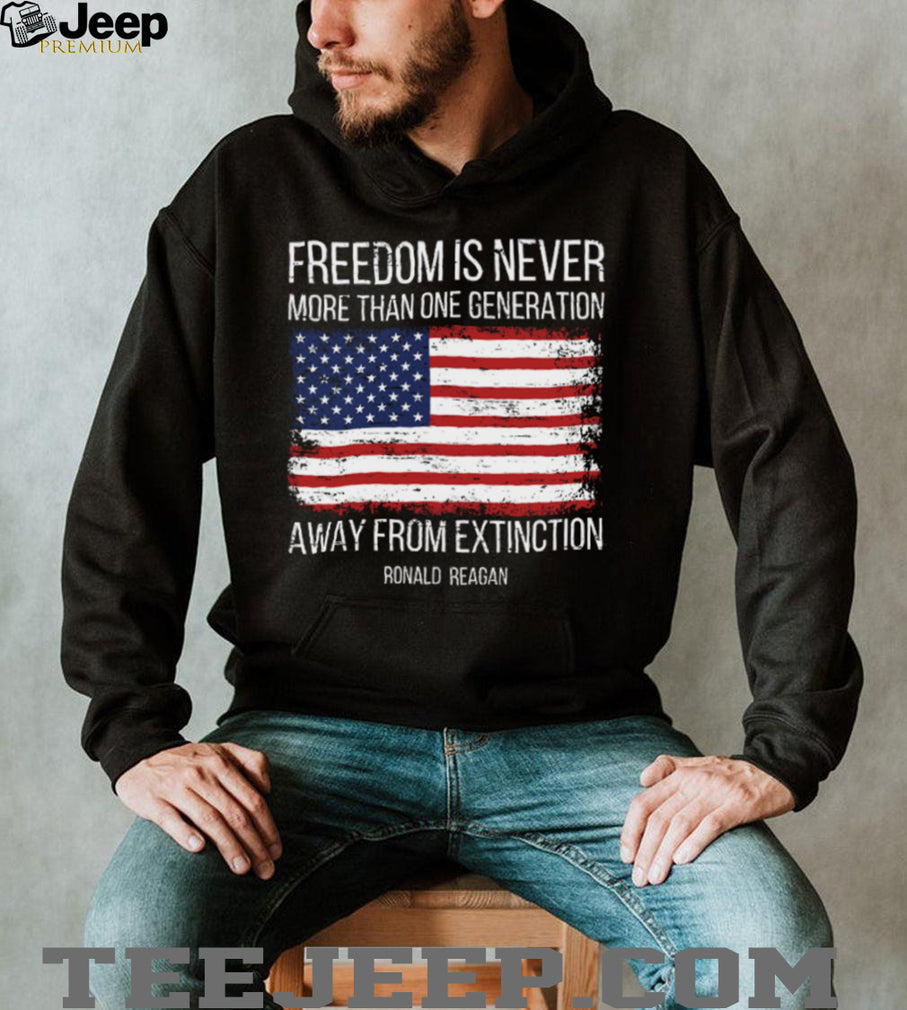 Ronald Reagan Freedom Quote Patriotic T Shirt Distressed American Flag