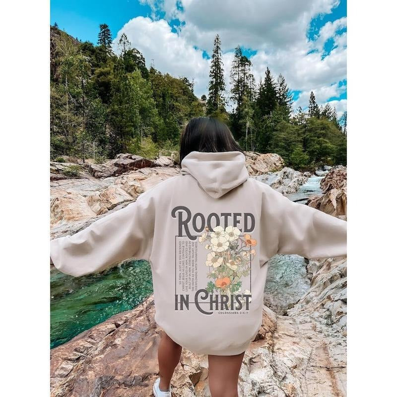 Rooted In Christ Hoodie Christian Sweatshirt Spiritual Sweatshirt Faith Based Shirt Christian Merch Christian Streetwear Hoodie