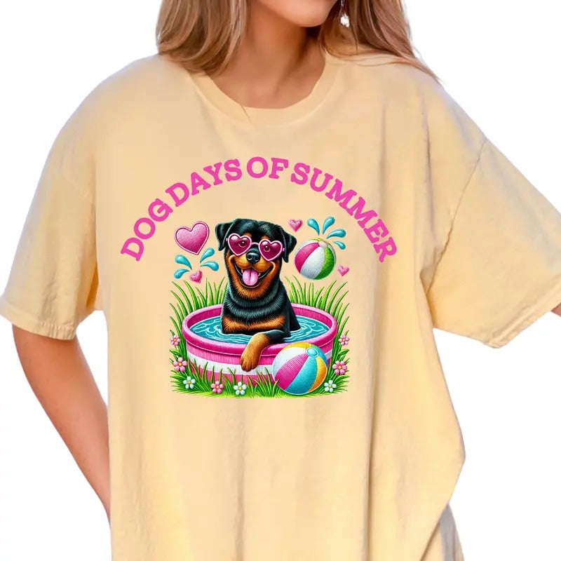 Rottweiler Dog Days of Summer Shirt ~ Unisex Apparel Relaxed Fit Printed In The USA Clothing Womenswear Casual Comfort Cotton Top Athletic Boho Chic