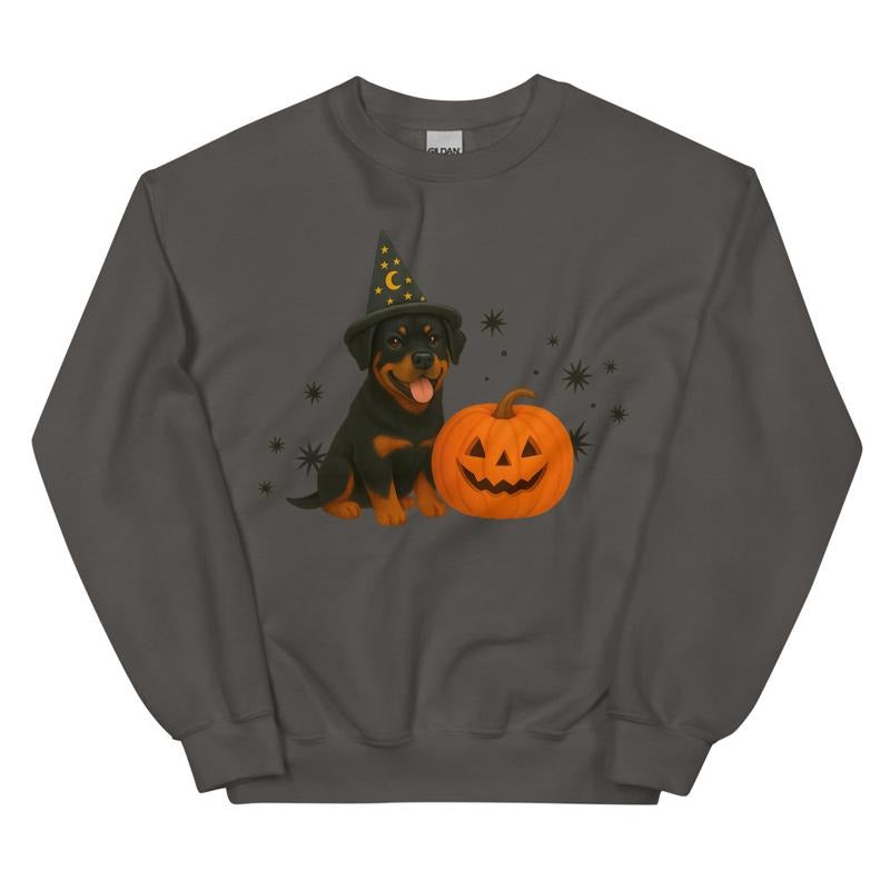 Rottweiler Halloween Witchy Dogs Shirt ~ Unisex Apparel Relaxed Fit Printed In The USA Clothing Womenswear Casual Comfort Cotton Top Athletic Boho Chi