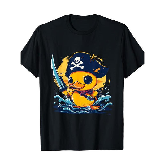 Rubber Duck Pirate Art Fun Rubber Duck Rubber Duckling T-shirt 100% cotton T-shirt Made in USA