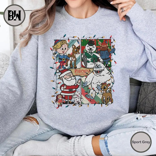 Rudolph Red Nosed Christmas Sweatshirt, Rudolph Movie Characters Shirt, Reindeer Cartoon Shirt, Rudolph Xmas Tee, Gift For Christmas