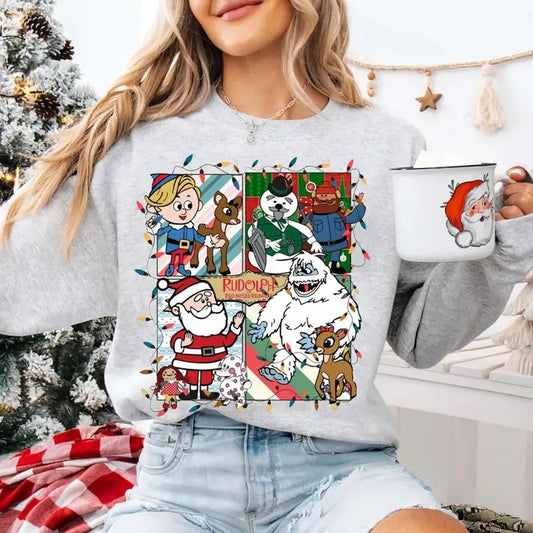 Rudolph Red Nosed Reindeer Sweatshirt, A Bit Of A Misfit Christmas T-Shirt, Rudolph Cartoon Characters Sweater, Holiday Reindeer Rudolph Shirt, Gift For Christmas