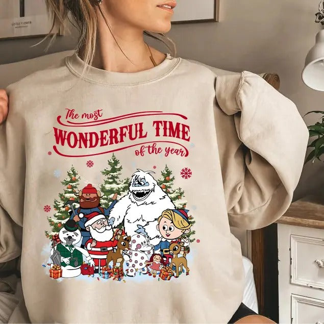 Rudolph The Most Wonderful Time Of Year Sweatshirt, Rudolph The Red Nosed Reindeer Sweatshirt, Rudolph Christmas Sweatshirt, Retro Vintage Christmas Sweatshirt, Christmas Reindeer Sweatshirt, Vintage Christmas Movie Shirt, Rudolph Xmas Shirt