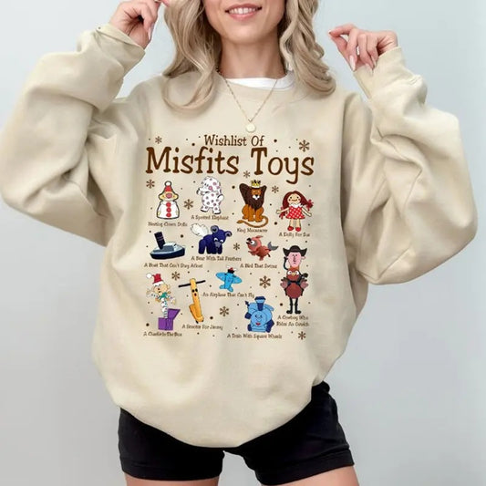 Rudolph the Red Nosed Reindeer Christmas Sweatshirt, Wishlist of Misfits Toys Shirt, Rudolph Xmas Sweatshirt, Rudolph Christmas Gift Shirt, 90s Christmas Movies Sweatshirt, Christmas Gifts