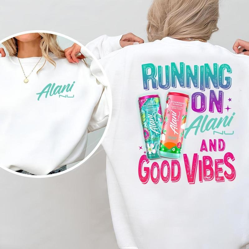 Running On Alani Nu And Good Vibes Sweatshirt - Crewneck  - Size Range For Everyone - From Casual To Formal - Prints...