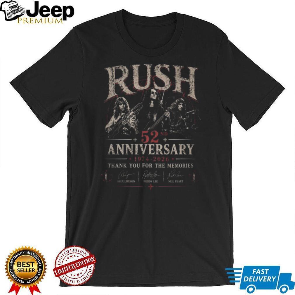 Rush Band 52nd Anniversary 1974 2026 Signatures Tribute T Shirt