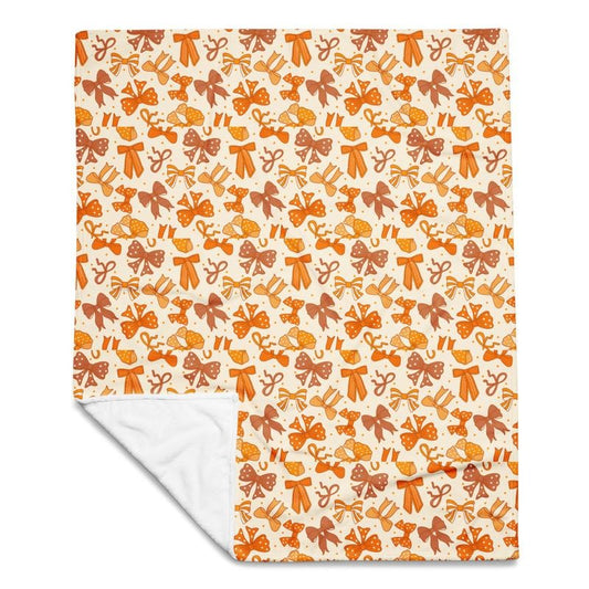 Rust and Ribbon Fall Bow Coquette Holiday Printed Throw Blanket 50x60
