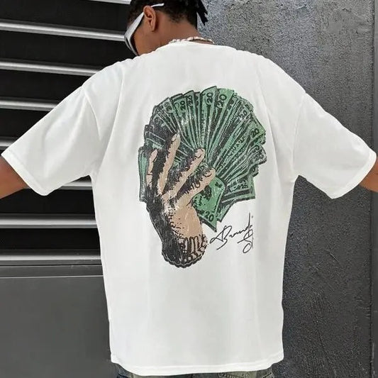 [S-5XL] Double-Sided Streetrush Men's Fashionable Loose T-Shirt With Portrait Print, Graphic T-Shirt, Motorcycle Shirt, Cotton Menswear, Hoodie, Sweatshirt, Underwear, Streetwear