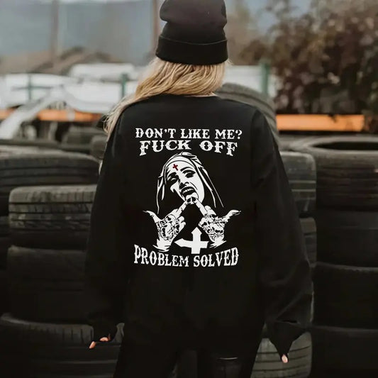 [S-5Xl] Don't Like Me? F@ck Off Printed Oversized Unisex Sweatshirt Sweatshirt -  2 Sided Hoodie, Naughty Clothes Men, Comfort Errands, Cotton Fabric Menswear, Women's Clothing, Sweatshirt Color, Merch gift, Oversized Pocket Sport Sweaters