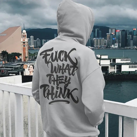 [S-5Xl] F@CK WHAT THEY THINK Print Casual Hoodie, Sweatshirt, Naughty Clothes Men,Comfort Errands, Classic Cotton Fabric Menswear, Women's Clothing, Sweatshirt Color, Unisex Hoodie, Merch gift, Oversized Pocket Sport Sweaters